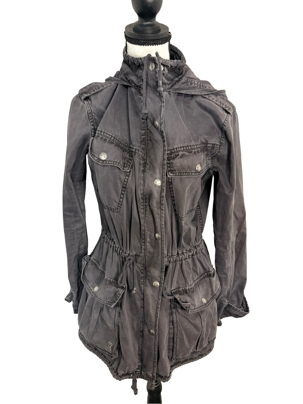 Talula Aritzia Charcoal Hooded Utility Anorak Jacket XXS